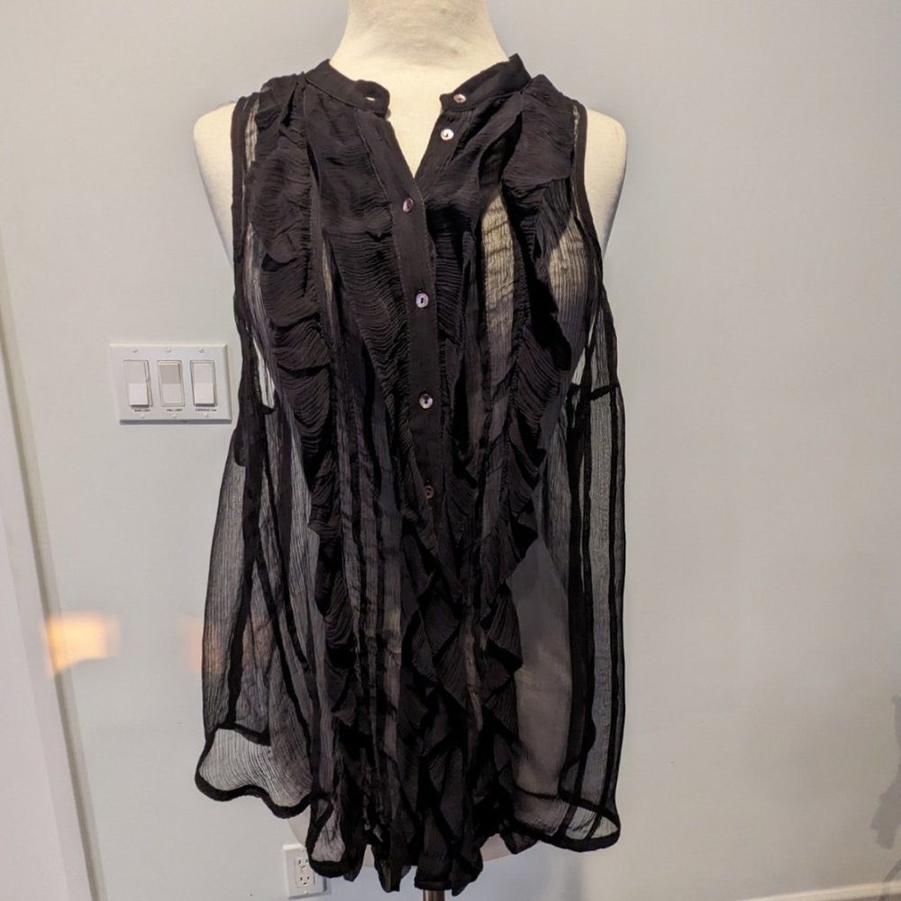 Free People Sheet Ruffle Front Top with Sleeveless Racer Back